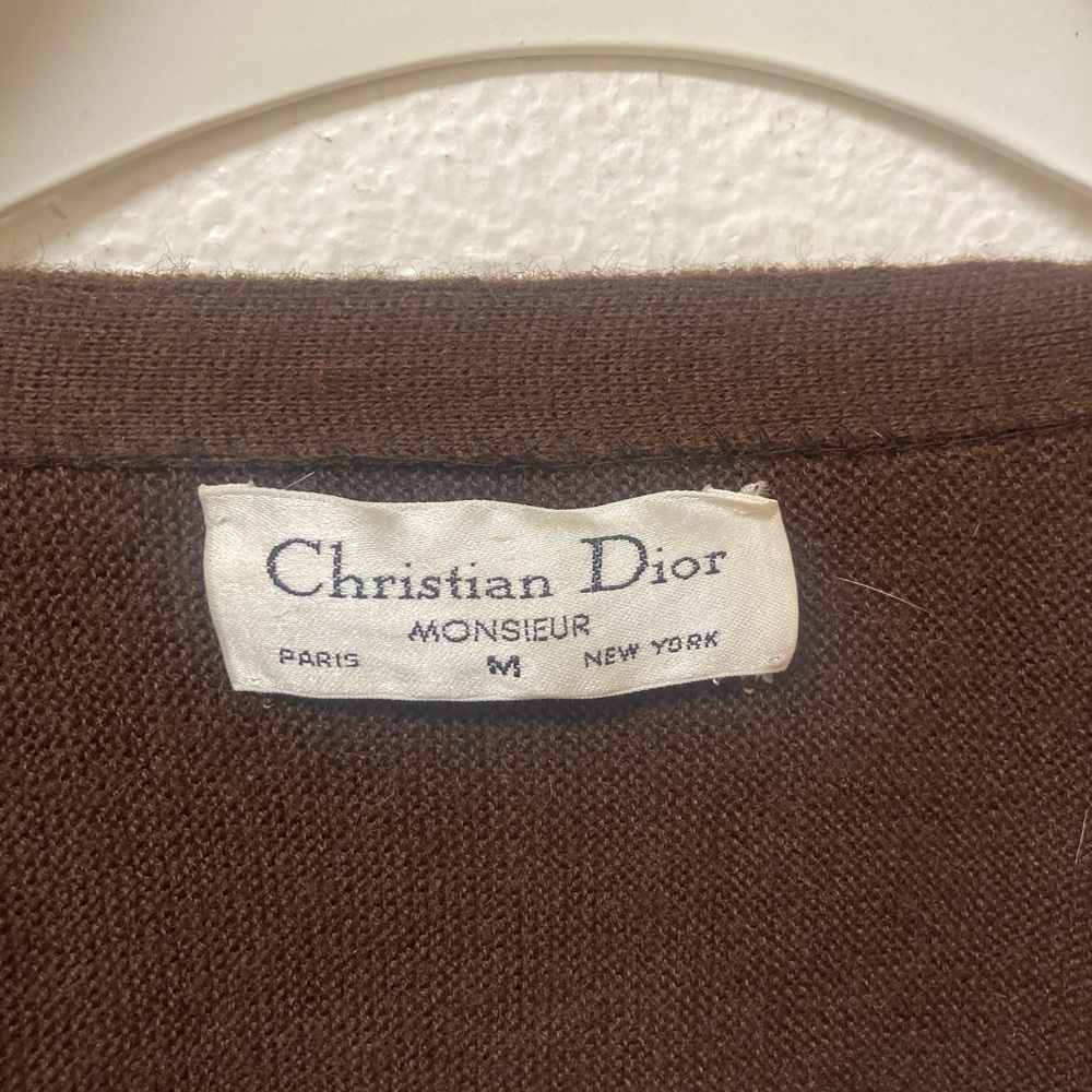 CHRISTIAN DIOR Monsieur Vintage Men’s Chocolate Brown Cardigan (M) - Picture 2 of 5